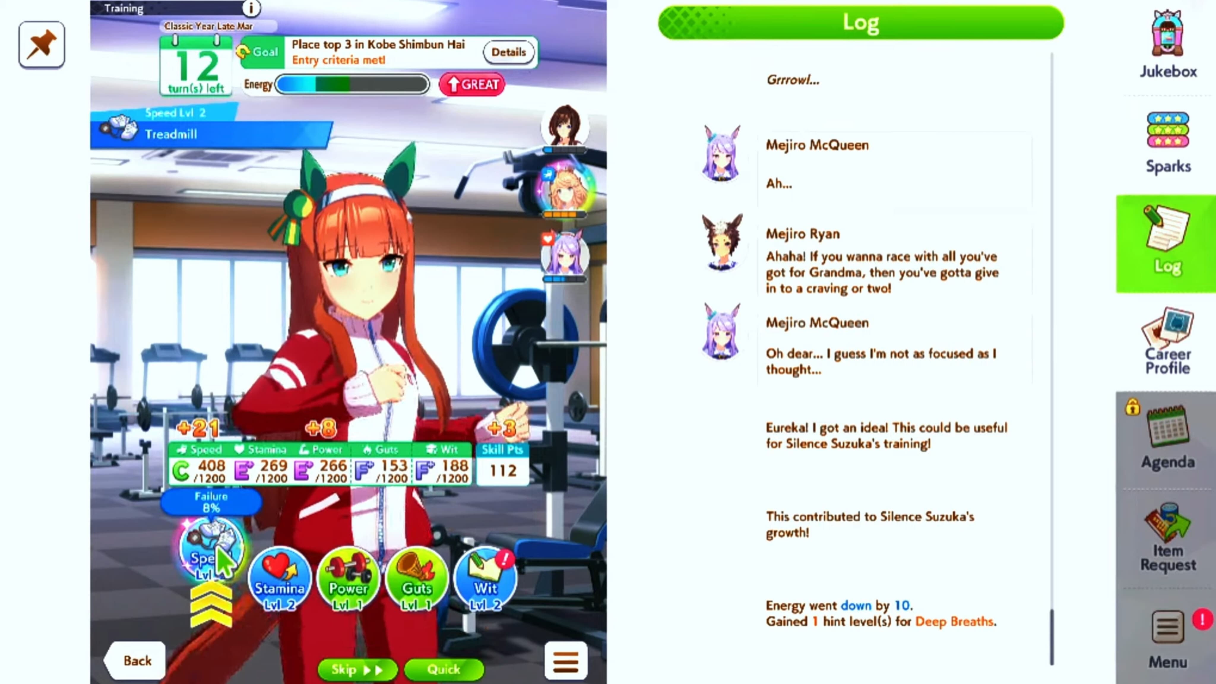 Upgrading Silence Suzuka's stats can help you win races (Image via Cygames, Inc.)
